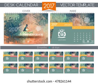 Design Desk Calendar 2017. Vector Templates all months