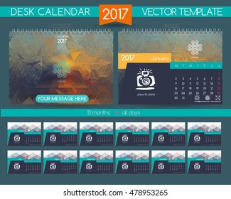Design Desk Calendar 2017. Vector Templates all months