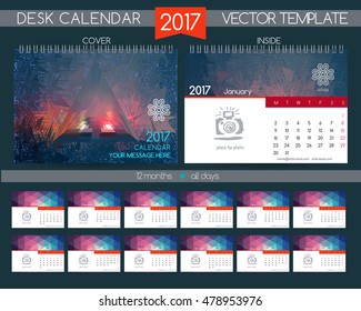Design Desk Calendar 2017. Vector Templates all months