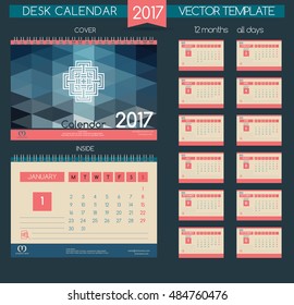 Design Desk Calendar 2017. Vector Templates all months