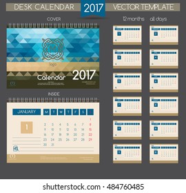 Design Desk Calendar 2017. Vector Templates all months