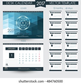Design Desk Calendar 2017. Vector Templates all months