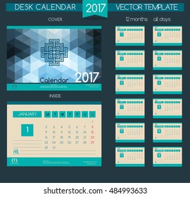 Design Desk Calendar 2017. Vector Templates all months