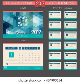 Design Desk Calendar 2017. Vector Templates all months