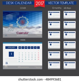 Design Desk Calendar 2017. Vector Templates all months