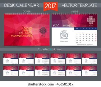 Design Desk Calendar 2017. Vector Templates all months