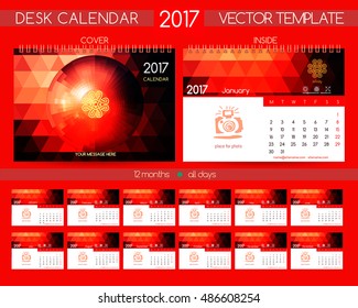 Design Desk Calendar 2017. Vector Templates all months