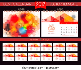 Design Desk Calendar 2017. Vector Templates all months