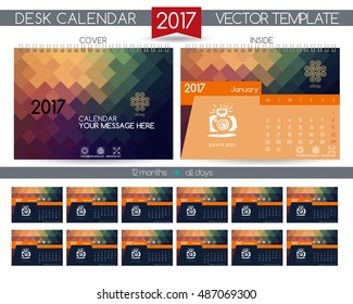 Design Desk Calendar 2017. Vector Templates all months