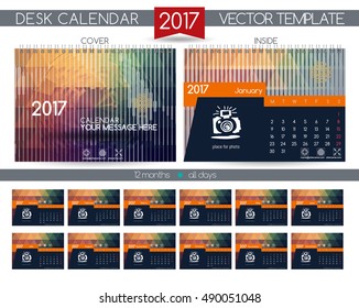 Design Desk Calendar 2017. Vector Templates all months