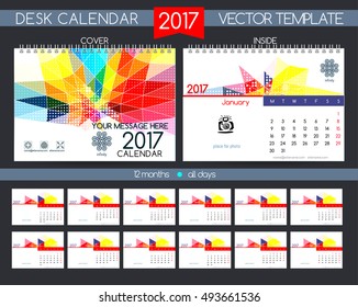 Design Desk Calendar 2017. Vector Templates all months