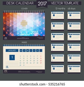 Design Desk Calendar 2017. Vector illustration