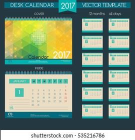 Design Desk Calendar 2017. Vector illustration