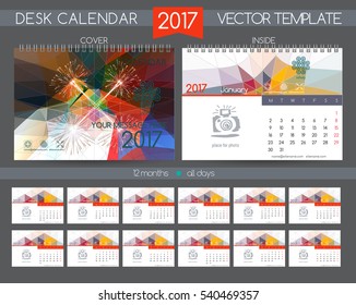 Design Desk Calendar 2017. Vector Templates all months