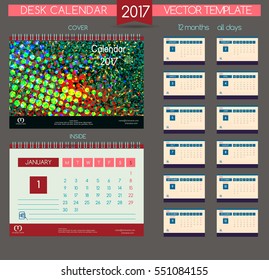 Design Desk Calendar 2017. Vector Templates all months