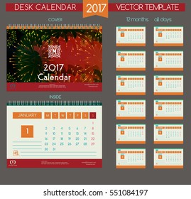 Design Desk Calendar 2017. Vector Templates all months