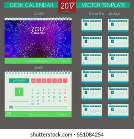 Design Desk Calendar 2017. Vector Templates all months