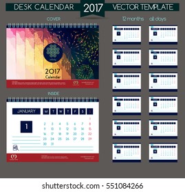 Design Desk Calendar 2017. Vector Templates all months
