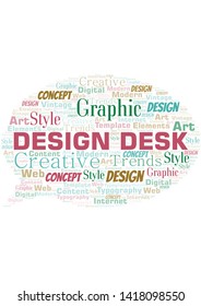 Design Desk word cloud. Wordcloud made with text only.