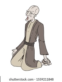 design of desperate old man expression