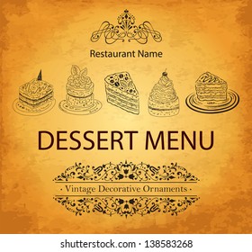 Menú de postres de diseño para el restaurante