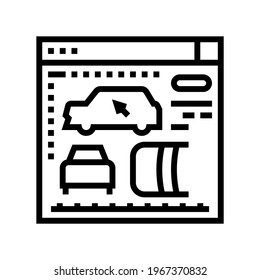 design development and car appearance line icon vector. isolated contour symbol black illustration