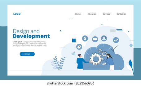 Design and Development. Design concept of web page design for website and mobile website. Easy to edit and customize. Vector illustration