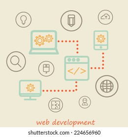 design and development concepts. Elements for mobile and web applications.