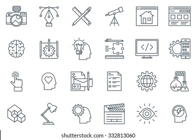 Design and  development icon set suitable for info graphics, websites and print media. Black and white flat line icons.