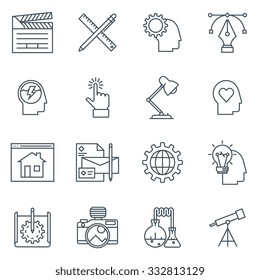 Design and  development icon set suitable for info graphics, websites and print media. Black and white flat line icons.