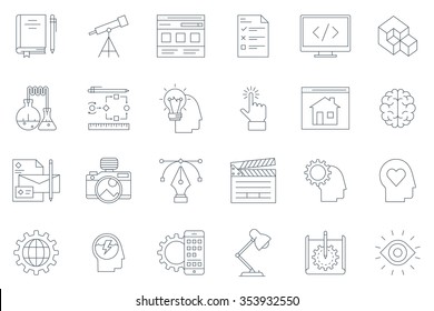 Design And  Development Icon Set Suitable For Info Graphics, Websites And Print Media. Black And White Flat Line Icons.