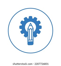 Icono de la web del lápiz de desarrollo de diseño | Icono de versión circular |