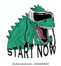 Design di stampa su maglietta con dinosauri. Modelli di moda e altro ancora
