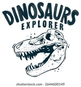 Design di stampa su maglietta con dinosauri. Modelli di moda e altro ancora
