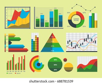 Design diagram chart elements vector illustration of business flow sheet graph infographics data template