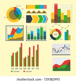 Design diagram chart elements vector illustration of business flow sheet graph infographics data template