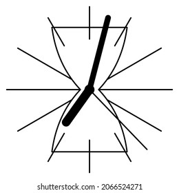 Diseño para un dial con forma de vidrio de color.  Un reloj con manos gruesas. Icono del vector, contorno, aislado. Trazo editable.