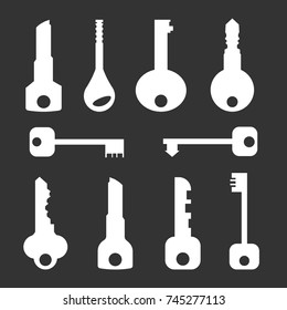 Design of different keys from door locks. Vector illustration.