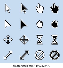 Design of different types of Cursor Icons, different types of mouse cursor icons