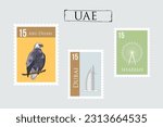 design of different UAE landmarks stamps 