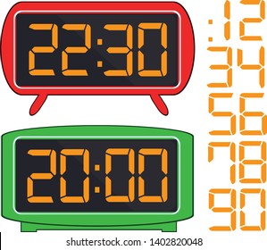 Design digital desk clock and numbers.
