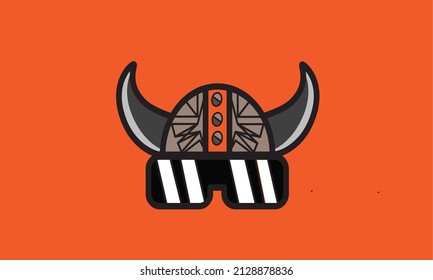 Design-Digital-Logo mit einem Viking-Thema, mit einem Hut