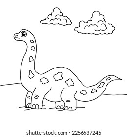 design dinosaur character coloring page for kid