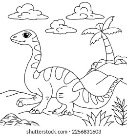 design dinosaur character coloring page for kid