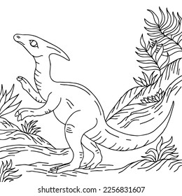 design dinosaur character coloring page for kid