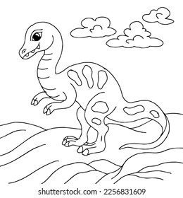 design dinosaur character coloring page for kid