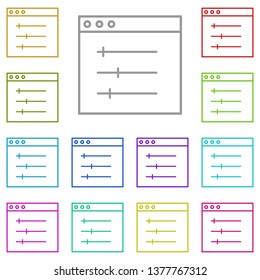 design, display, setting multi color icon. Simple thin line, outline vector of Web Design Development icons for UI and UX, website or mobile application