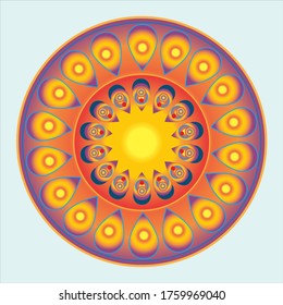 Design of diwali rangoli pattern with multi color in circle form-indian festival   