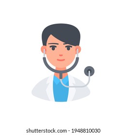 The design of the Doctor people flat icon pack vector illustration, this vector is suitable for icons, logos, illustrations, stickers, books, covers, etc.