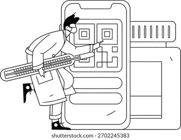 Diseño doctor qr code scan termómetro de salud App médico salud digital tecnología de salud ilustración vectorial ilustración de arte png